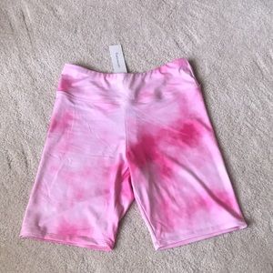 Pink Tie Dye High Waisted Biker Shorts